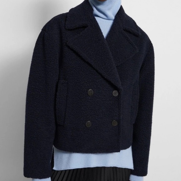 ジャケット・アウター Theory Teddy Fleece Faux Fur Peacoat Theory Women's Faux Fur Peacoat, Light Cocoa, Tan, S at